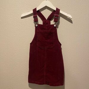 Corduroy Jumper Overalls Skirt Burgundy‎ Size Medium 7/8 maroon fall pictures